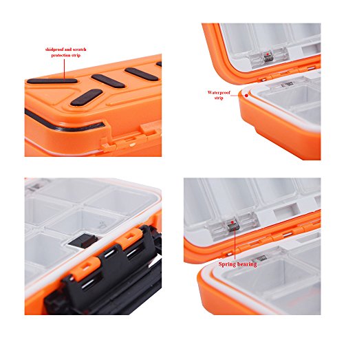 Acekit Waterproof Fishing Tackle Box For Lures Lake Bait Casting Fishing 4 DIY Storage Trays For Big Lure-Orange - Thumbnail 5