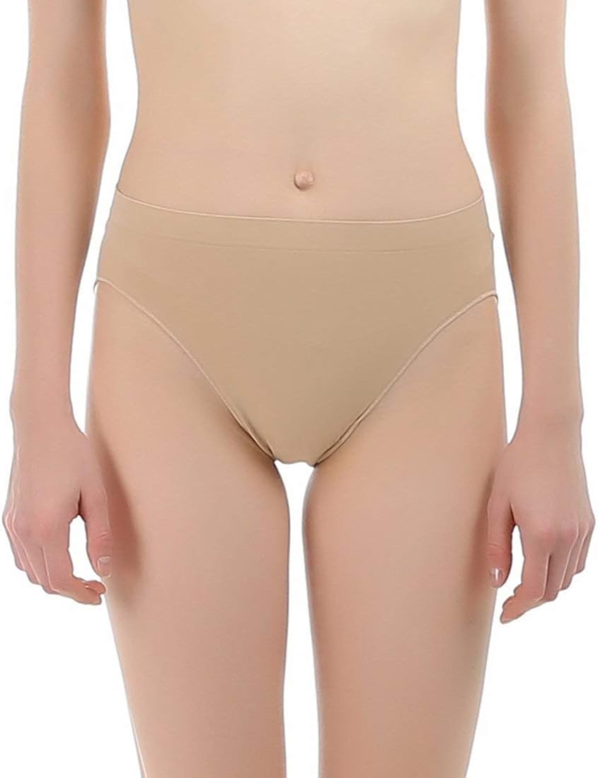 iMucci Professional Girl Ballet Dance Briefs Beige Velvet Cotton Mid