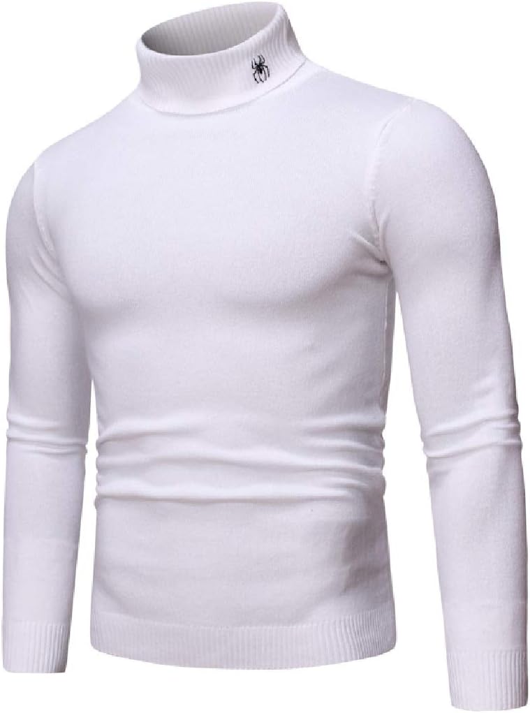 OTW Suéter masculino casual de gola alta cor pura pulôver slim fit