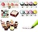 Piping Tips, MCIRCO Cake Decorating Supplies 57-piece Stainless Steel Cookies Cupcake Decorating Kits Frosting Icing Tips Baking Tools with Flower Nail Pastry Bag Icing Coupler and Hinged Storage Box