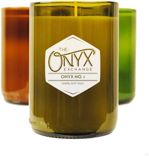 Onyx No. 1 - Amber, Orange, Clove, Vanilla and Sandalwood Scented Wine Bottle Candle
