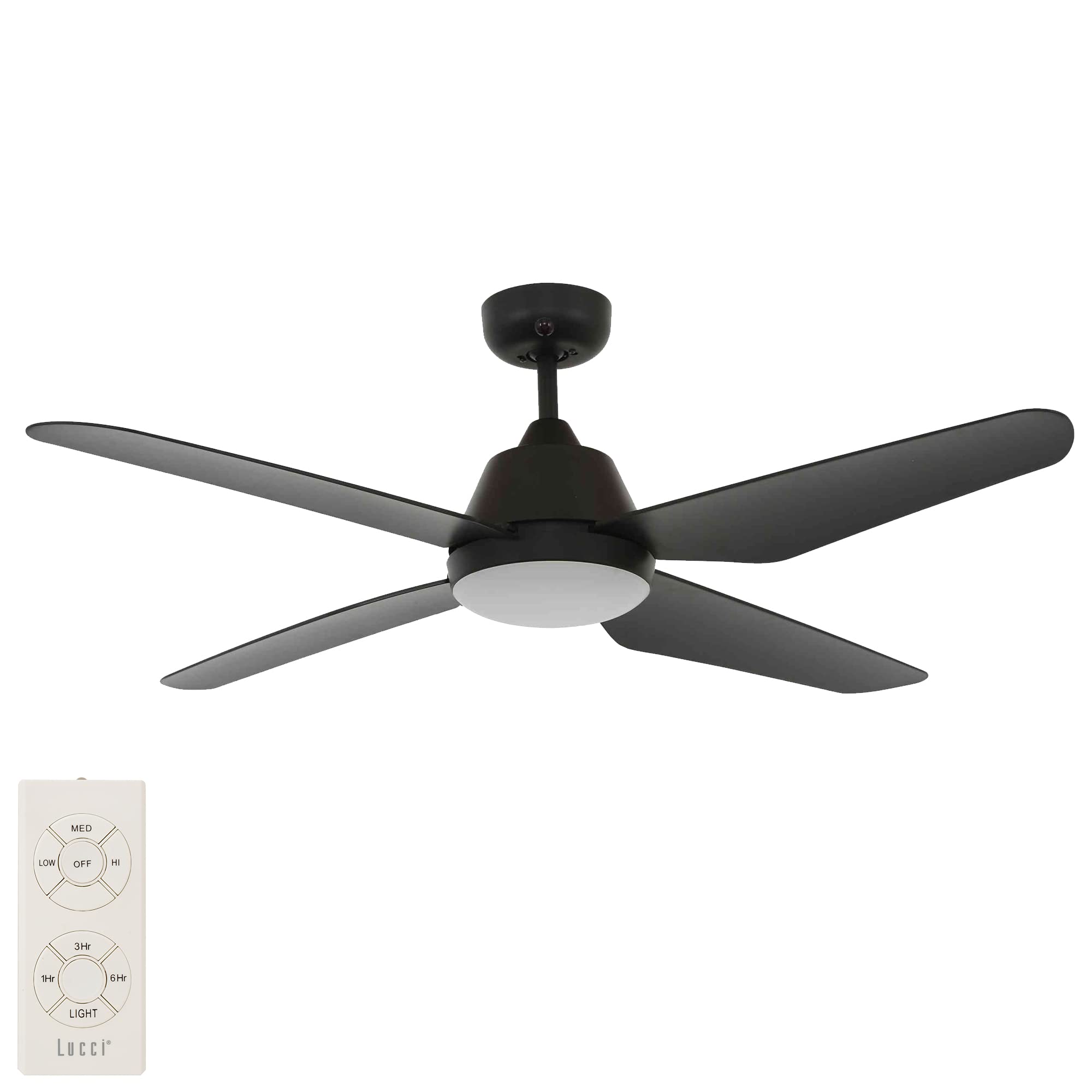 Ceiling Fan Airfusion Aria with LED Lighting and Remote Control by Lucci air, 18 W, Colour: Black, 122 cm Diameter, ABS, Summer/Winter Mode