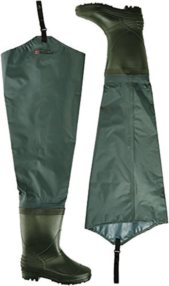 Shakespeare Sigma Nylon Hip Wader, Overalls, Waders, For Wading , Fly Fishing , Hunting , Muck Work, Unisex, Grey/Green, EU 44 | UK 10 |US 11