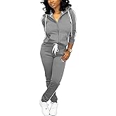Mrskoala Two Piece Outfits for Women Tracksuit Sweat Suits Workout Jogging Sets Loungewear with Pocket Grey M