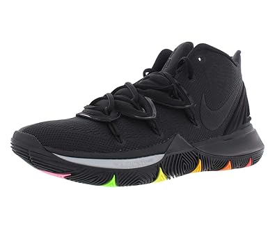 black nikes with rainbow bottom