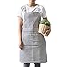 Jeanerlor Double sided (Stripe and Black) Canvas Apron for Woman with Convenient Pocket, Professional Apron for Cooking,Grill and Baking Cross-Back Straps & Adjustable S to XXL