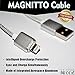 MAGNITTO Premium Compact Magnetic USB Charger Cable Adapter for iPhone 5, 5c, 5s, SE, 6, 6 Plus, 6s, 6s Plus, 7, 7 Plus, iPad, iPod, Nylon Braided 8-Pin Lightning to USB cord ( 2 Pack Silver )