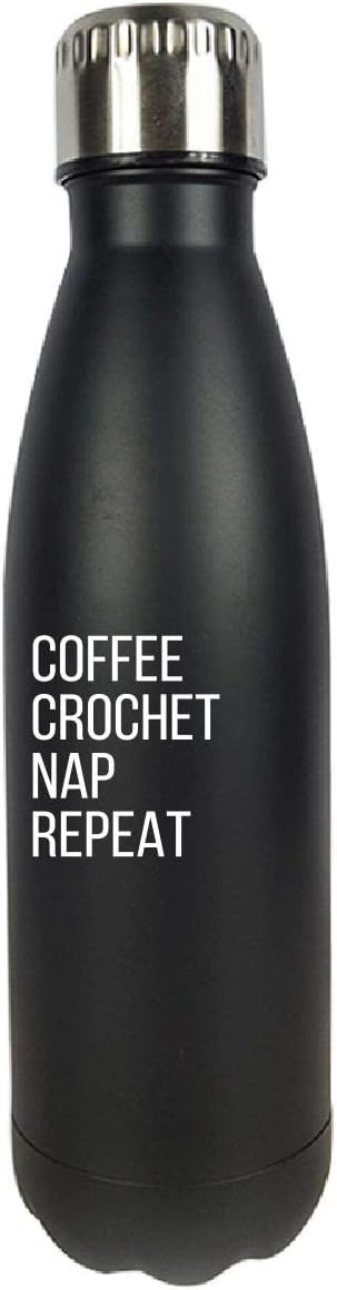 Coffee Crochet Nap Repeat Crocheter Funny Gift - Water Bottle Double Wall Vacuum