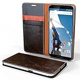 Nexus 6 Case, Cellto [GLux] PU Prime Leather Wallet Case Cover for Google Nexus 6 - Dark Brown