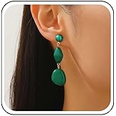 Sttiafay Vintage Geometric Acrylic Drop Earrings Green Irregular Resin Earrings Statement Long Acrylic Earring Round Green Ball Stud Earring Jewelry for Women