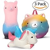 Hevout 3 pcs unicorn jumbo squishies slow rising cute scented pack toys,for stress relief animal squishy ibloom toy by
