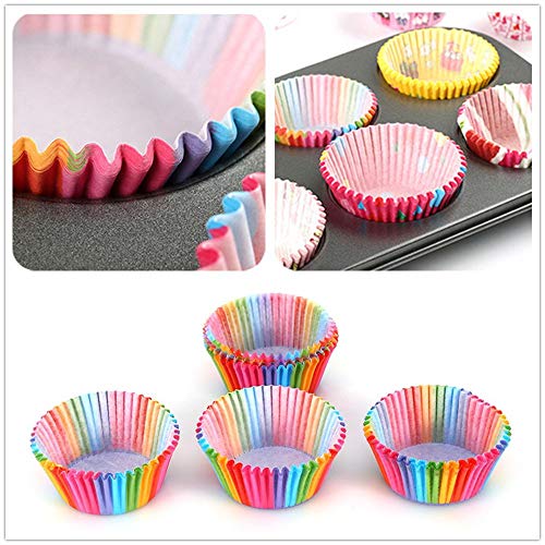 600pcs Cupcake Liners, Disposable Paper Baking Cups Rainbow Cupcake Wrappers Nonstick Muffin Cases Molds, 6 Styles Cupcake Liners for Cake Balls, Muffins, Cupcakes and Candies - Thumbnail 4