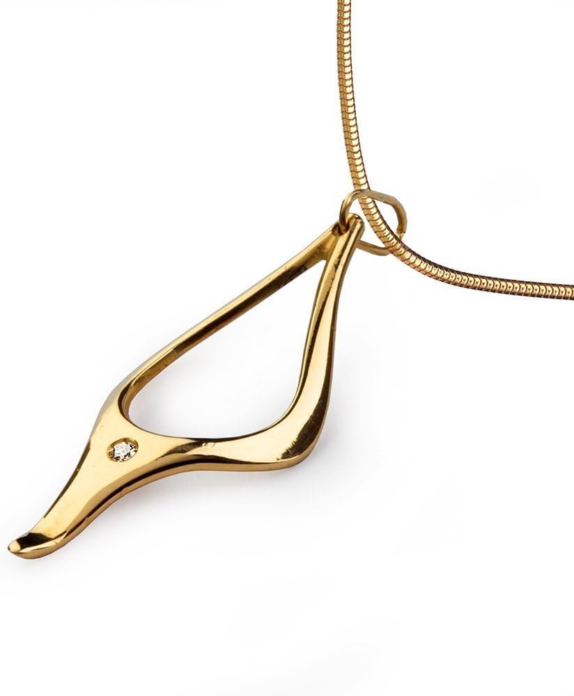 14k Yellow Gold Genuine White Diamond Gemstone, Anubis Egyptian Unisex Pendant Necklace