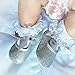 Lidiano Baby Girls Bowknot Sequins Bling Anti-Slip Mary Jane Flat Crib Shoes & Headband (0-6Months, Silver)