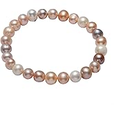 VN Jewelry Handmade Women's Pearl Bracelet 7-8mm Freshwater Cultured Pearl Elasticated Bracelet Length 7.5In