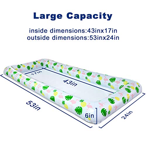 Tifeson Aloha Inflatable Serving Bar Buffet Salad Ice Tray - Tropical Style Serving Bar Cooler Food Drink Holder Containers - Outdoor BBQ Picnic Pool Party Luau Cooler with Drain Plug