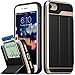 iPhone 8 Wallet Case, iPhone 7 Wallet Case, Vena [vCommute][Military Grade Drop Protection] Flip Leather Cover Card Slot Holder with Kickstand for Apple iPhone 8 / iPhone 7 (Gold/Black)