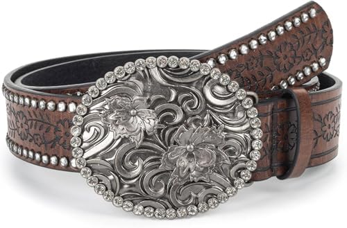 Western Concho Style Belt w. scalloped edge concho Black S  display picture 1