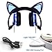 [Upgraded Version]Cat Ear Kids Headphones USB Rechargeable&LED Light Up Foldable Over Ear Headphones Headsets for Girls,Boys,Compatible for iPad,Kids Tablet (New Black)