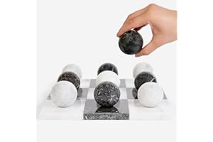 MC MARBLE CULTURES Marble Tic Tac Toe Set | Decorative Tic Tac Toe Game Set | Coffee Table Decor - Coffee Table Game - Tabletop Game - Room Decor - Modern Home Decor - Bookshelf Decor (Black and White Marble)