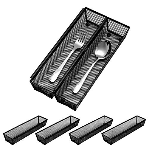 Silverware Drawer Organizer (12 x 3 Inch) Metal Mesh Utensil Tray