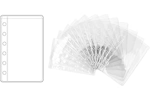 NatSumeBasics 12 A7 Binder Pockets Clear Cash Budget Envelopes PVC Planner Inserts for 6-Ring a7 Binder Sheet Protectors Organize Photos Cards Bills (A7, Clear)
