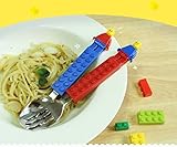 Oxford Block Brick Figure Flatware Spoon Fork Utensil Set Toddler Kids Children