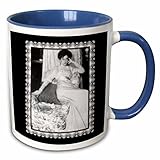 3dRose BLN Vintage Photographs of History and People 1800s - 1900s - Miss Anderson,1908 by Allvin Landson Coburn Photo of a Victorian Era Woman Dressed in White - 11oz Two-Tone Blue Mug (mug_160839_6)