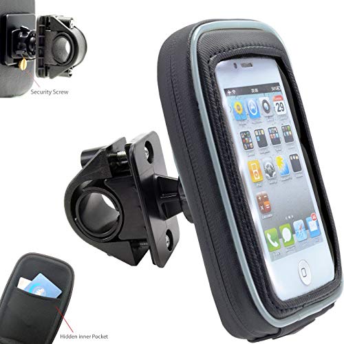 AccessoryBasics 360° Swivel Smartphone Bike Motorcycle Handlebar Mount w/Detachable Water Resistant 3D Touch Enable Case for iPhone XR XS MAX X 8 Plus Galaxy S9 S10 Note (Fits pole/bar up to 1.4 inch