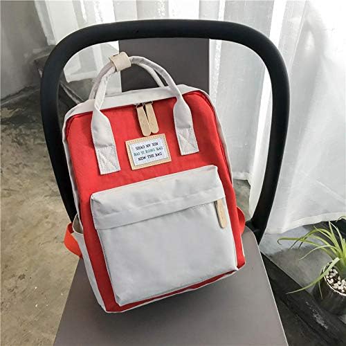 Joker Canvas Backpack Small Fresh Female high School Day College Wind Junior high School Bag Travel Outdoor Girl Backpack Primary and Middle School Schoolbag Color Matching Handbag Bag,Red and White