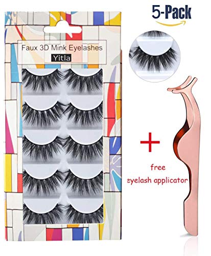 Professional (5 pairs) Faux 3D Mink Eyelashes Thick Long Multilayer Fluffy False Eyelashes With Free Precision Eyelashes Clip - Thumbnail 3