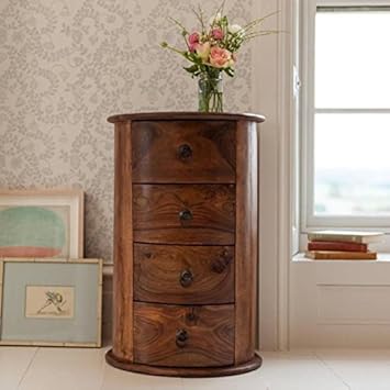 MP Enterprieses Wooden Brown Sideboard Chest of Drawers Storage Cabinet for Living Room | with 4 Drawers