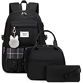 Joymoze Women Fashion Travel Backpack Set Roomy Laptop Rucksack Set Casual Daypack for Girl Black