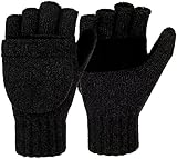Korlon Winter Warm Wool Knitted Convertible Gloves Mittens with Mitten Cover
