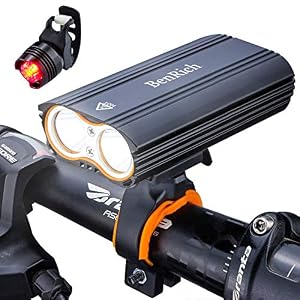 BenRich Bike Lights Set 2400 Lumens LED USB Rechargeable, Waterproof Cycling Bicycle Headlight Front and Back MTB Light…