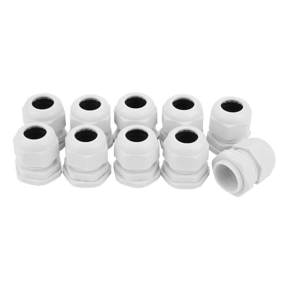 10pcs PG7-PG21 White Cable, Electrical Terminals & Kits Connector IP68 Waterproof Cable Gland Connector[PG21]