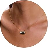 A Golden Cloud Birthstone Necklace for Women 14k Gold Plated Preppy Oval Stone Necklaces Trendy Zircon Pendant Necklaces Birthday Gifts for Women Mom Wife Friends