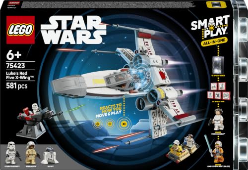 LEGO Star Wars 75423 SMART Play: Luke's Red Five X-Wing - All-in-One Interactive Toy Set incl. SMART Brick, 5 Tags, 2 Minifigures & Charger - Gift Idea for 6+ Y
