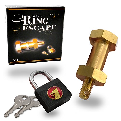 Magic Makers Ring Escape Magic Trick Kit - A Ring Magically Escapes a Bolt Secured with a Nut and Padlock