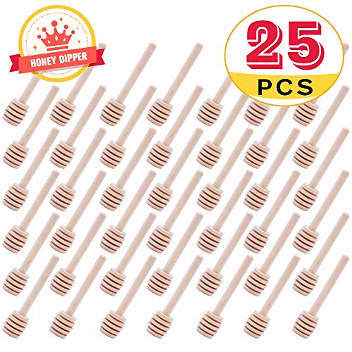 Mini Wooden Honey Dipper Sticks 3 Inch CCCSEE, Individually Wrapped, Honey Jar Dispense Drizzle Honey Wedding Party (25) - Thumbnail 4