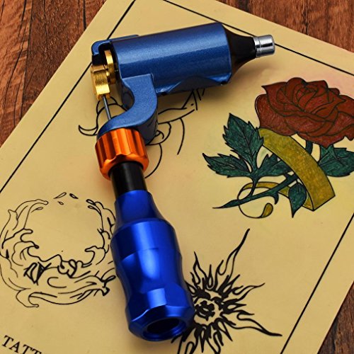 Tattoo Machine,Lotus.flower L Shape Extreme Rotary Tattoo Machine Carbon Steel Machine GunLinner Shader Equipment with Power Supply Line for Tattooing(Blue) - Thumbnail 2