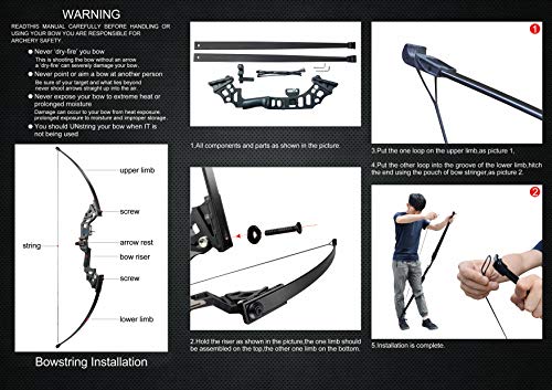 image for Tongtu Takedown Recurve Bow and Arrows for Adults Set 30 40 lbs Alumin
