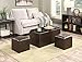 Convenience Concepts 143012 Sheridan Faux Leather Storage Bench with 2 Side Ottomans, Dark Espresso