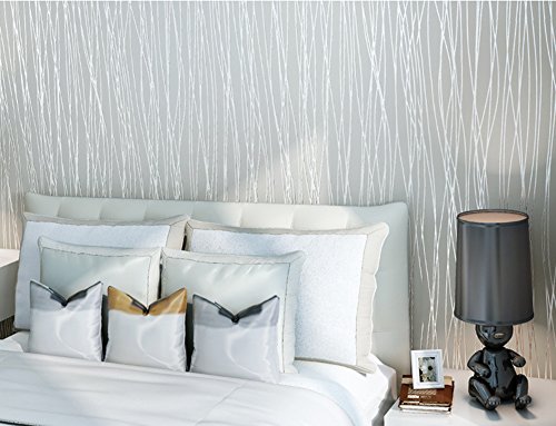 image for MQYH@ Modern Simple Wallpaper Non-Woven Solid Color Striped Waterproof