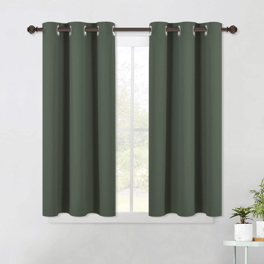 Photo 1 of NICETOWN Short Blackout Curtains Noise Reducing, Thermal Insulated and Privacy Room Darkening Drape Panels for Boy's Guest Room Door Small Short Window (Dark Mallard, 2 Panels, W42 x L45 -Inch)