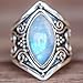 WensLTD_ 1PC Boho Jewelry Silver Natural Gemstone Marquise Moonstone Personalized Ring