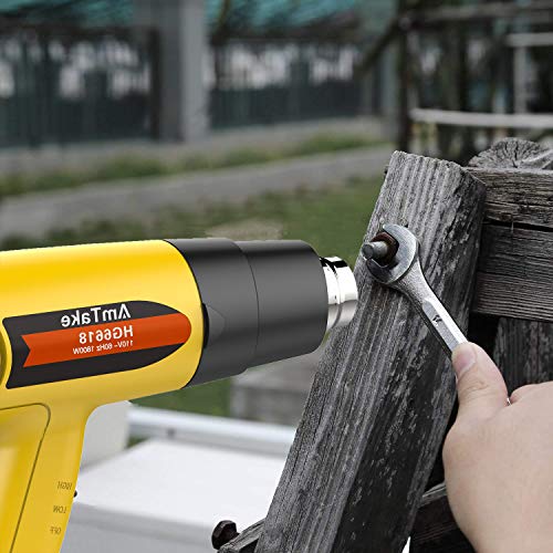 Heat Gun Variable Temperature, Amtake Professional Hot Air Gun 120°F - 1020°F (50℃~550℃) with 2 Fan Speed, 4 Nozzle Attachments for Crafts, Heat shrink tubing, Stripping Paint - Thumbnail 6