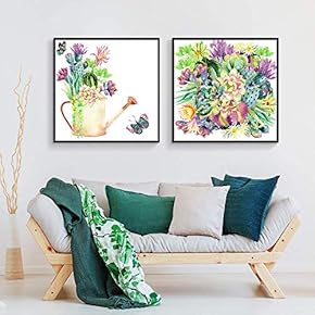 Floating Framed Canvas Wall Art for Living Room, Bedroom Green Plant Cactus Canvas Prints for Home Decoration Ready to Hang - 16"x16"x2 Panels