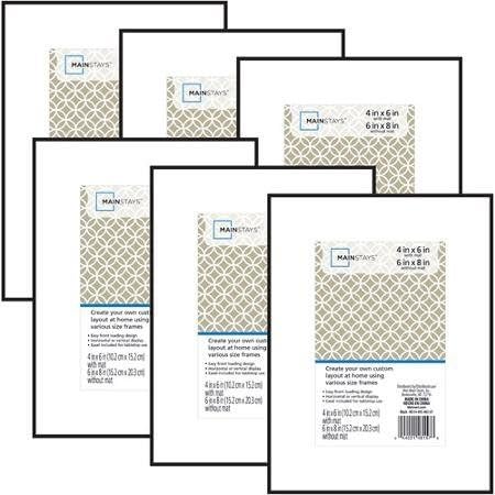 Classic Styles Mainstays Decor 6x8 matted to 4x6 Format Picture Frame, Set of 6