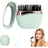 SL Euthtion Cordless Mini Hair Straightener Brush - Rechargeable Battery-Powered, Portable with 2 Temperature Settings & Built-in Mirror for Travel, RV, Outdoor